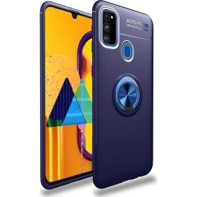 Resim Case World Samsung Galaxy M30S Kılıf Renkli Yüzüklü Manyetik Silikon Kapak Mavi 