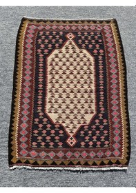 Resim El Dokuma Mut Kilimi 63x84 Küçük Ölçü Yün Cicim Kilimi 