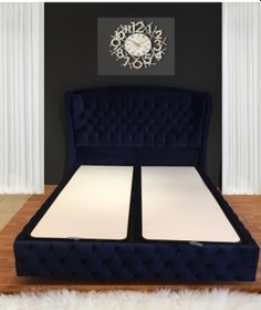 Resim Nivabaza Çift Kişilik Sandıklı Baza Başlık Solid Nıght Blue 