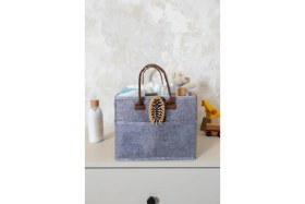 Resim Tekno Trust 20 x 30 Keçe Derili 3 Gözlü Anne Bebek Bakım Çantası, Çok Amaçlı Düzenleyici Organizer Çanta Gri Ke 