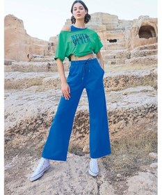 Resim Monamise Kadın Kısa Kollu "never Give Up" 3'lü Crop Eşofman Takımı 23090-mavi Mavi 