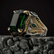 Resim Vintage El Yapımı Türkiye Logolu Erkek Yüzüğü, Vintage Gümüş Oymalı Yüzük, Gizemli Yeşil Sentetik Kübik Zirkonya Kakmalı Yeni Punk Motosiklet Bisiklet Yüzüğü, Tatil Hediyesi,Retro Tasarım,Dayanıklı Yüzük,Şık Yüzük,Açıklama Yüzüğü,Onun İçin Hediye 