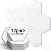 Resim 12 adet Beyaz Kendinden Yapışkanlı Altıgen Ses Yalıtımı Panosu, 25.91cm x 22.35cm x 1.02cm - Ev, Ofis ve Stüdyo Akustik Tedavi için İdeal, Ofis Akustik Tedavi | Modern Estetik | Kolay Kurulum Panelleri, Ses Yalıtımı Malzemeleri 