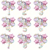 Resim 6'lı Unicorn Balon Seti, Yıldız Numaraları ve Yıldız Balonlar, Doğum Günü Partileri, Yıldönümü Partileri, Düğün Parti Süslemeleri için Uygun 