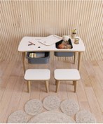 Resim Fahrettinküçük Montessori Çocuk Masası Aktivite Masası Çalışma Masası Oyun Masas Beyaz 