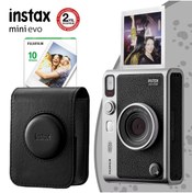 Resim Instax Mini Evo Kahverengi Fotoğraf Makinesi ve Siyah Deri Çantalı Hediye Seti 3 Fujifilm