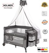 Resim Holmer Maxi Comfort Coolstyle 70x110 CM Anne Yanı Deluxe Kumaş Cibinlikli Gri Oyun Parkı 