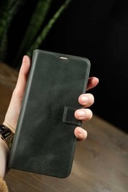 Resim Samsung Galaxy S9 Plus Hakiki Deri Cüzdanlı Kapaklı Kaliteli Lüks Kılıf Haki 