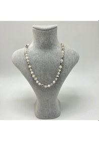 Resim Yıldız Doğal Taş Ay Taşı Doğal Taş 6 MM Makrome Kolye 45 CM - 55 CM Ayarlanabilir Beyaz 