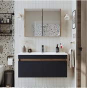 Resim ROOMART '' Lavabolu '' Atlantik - Antrasit Mat Mdf 100 Cm Dolap Aynalı Üst Dolabı 