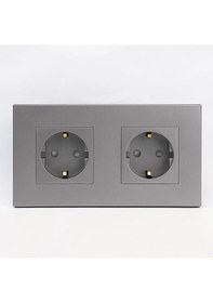 Resim Honmex Gri Avrupa Tipi 16a 250v Çiftli Elektrik Prizi, Koruyucu Kapaklı Ve Topraklanmış, Ip20, Abs Plastik 