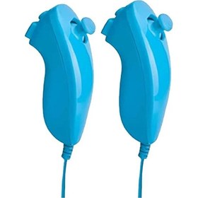 Resim Mavi-2 Adet-sol Sağ El Nunchuck Wii İçin El Kavisli Oyun Kolu Denetleyicisi İçin Nintendo Wii Oyun Denetleyicisi Nunchuck Wii Gamepad İçin 