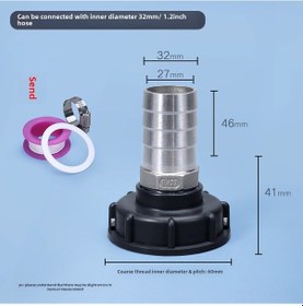 Resim Xiyyadms 304 Çelik Ibc Tank Valfi Adaptörü - 60 Mm Kalın Vida'dan 1.2 İnç Hava/su Hortumu Dönüştürücü Plastik 