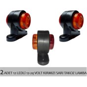 Resim Reycar 2 Adet 12 Ledli Mini Takoz Lamba 12-24 Volt Sarı Kırmızı 
