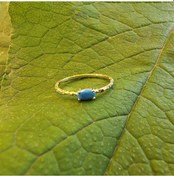 Resim 0,35Ct Firuze Taşlı Dövülü Eskitme Minimal Tasarım 925 Ayar Gümüş - 552949003 