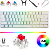Resim Leaven K620 Rgb 61 Tuş Type-C Kablolu Hot Swap Mekanik Klavye-3 Adet Switch Hediyeli 