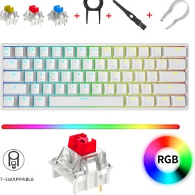 Resim Leaven K620 Rgb 61 Tuş Type-C Kablolu Hot Swap Mekanik Klavye-3 Adet Switch Hediyeli 