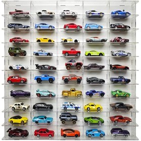 Resim Şeffaf Pleksi 50 Araçlık Hobi Araba Rafı 