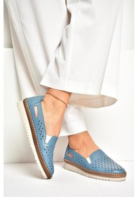 Resim Fox Shoes P555501103 Mavi Hakiki Deri Kadın Ayakkabı Mavi-hakiki Deri Mavi 