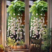 Resim 1 Paket Zambak Vadi Pencere Stickerı - Çiçek Desenli Yarı Mat PVC Statik Yapışkan Film, 2mil Kalınlıkta Modern Dekoratif Cam Filmi, Banyo Camı, Balkon ve Ev Dekoru için Doğa Temalı Tasarım 