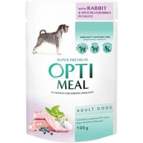 Resim Optimeal Tavşan Etli ve Yaban Mersinli Küçük Irk Köpek Konservesi 100 G 