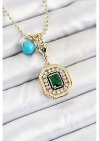 Resim Gold Renk Pirinç Zirkon Taşlı Kadın Serenay Kolyesi - Ebj250620w35589 Renkli 
