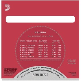 Resim D'Addario EJ27H Classic Nylon Hard Tension Klasik Gitar Teli (3'lü Paket) 