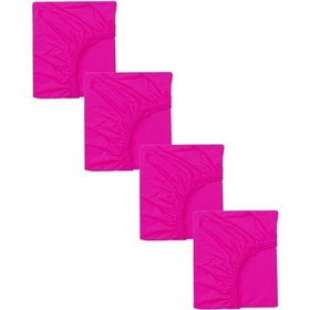 Resim 4 Adet 65 X 95 + 10 Cm Anne Yanı Lastikli Penye Kumaş Bebek Çarşafı-fuşya 