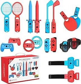 Resim Switch Sports Accessories - CODOGOY 18 in 1 Switch Sports Accessories Bundle for Nintendo Switch Sports, Family Accessories Kit Compatible with Switch/Switch OLED Sports Games 