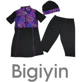 Resim Bigiyin Yarım Kol Çocuk Mayo Fermuarlı Çocuk Mayosu Kısa Kol Mayo Kız Çocuk Mayo Siyah 