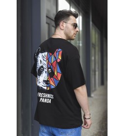 Resim Aspen Freshniss Panda Baskılı Oversize Bisiklet Yaka Unisex Tshirt 