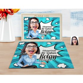 Resim Bk Gift Kişiye Özel Kadın Kolay Yetişmiyor Karikatürlü 1000 Parça Profesyonel Puzzle-2 