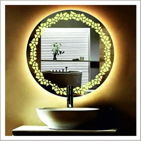 Resim Dnr-Mirror55 Cm Günışığı Ledli Tasarım Kumlamalı Banyo Aynası Makyaj Aynası Işıklı Ayna 