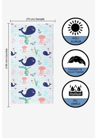 Resim Sevimli Balina Dijital Baskılı 75x145 Cm Çocuk Plaj Havlusu 