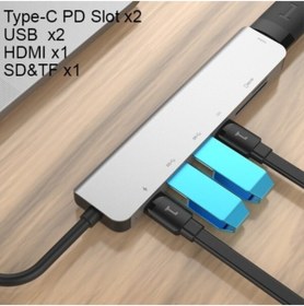 Resim Pmr Type C Usb 3.1 7 In1 Adaptör 4k Hmi-2*usb 3.0 Sd-microsd Kart Okuyucu-2*type C Uyumlu 