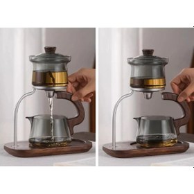 Resim Otomatik Manyetik Borosilikat Demlik Seti Renkli 