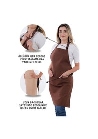 Resim Simple 3lü Set Ayar Askılı Mutfak Önlüğü Seti Eldiven, Tutacak Kahverengi 