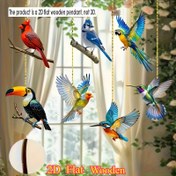 Resim 2D Düz, 7 Parça Renkli Ahşap Kuş Dekorasyon Kolyeleri - Canlı Yapay Ahşap Asılı Süsler Ev ve Dış Mekan Teras Dekorasyonu için, Doğum Günü Partileri ve Tatil Kutlamaları için Mükemmel, Elektrik Gerektirmez, Kuş Süsleri, 2D Düz 