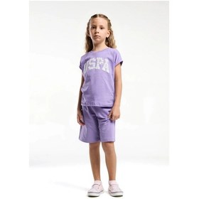 Resim Kız Garson Bermuda Takım - Koyu Lila Koyu Lila 