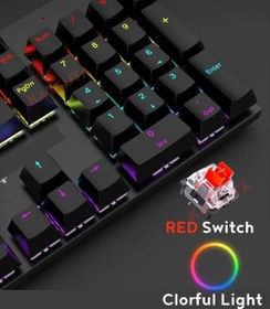 Resim Katsuta Red Switch Mekanik Gaming Oyuncu Klavyesi Colorfull RGB Işıklı 