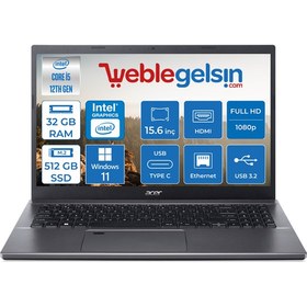 Resim Acer Aspire 5 A515-57 Intel Core i5 12450H 32GB Ram 512GB SSD 15.6'' IPS Fhd Windows 11 Pro Taşınabilir Bilgisayar NXKN3EY00322 