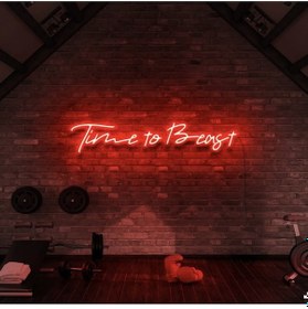Resim Time To Beast Yazılı Neon Tabela Kırmızı 