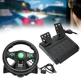 Resim PC Yarış Direksiyonu, 360 için Pedallı 180 Derece Evrensel Usb Araba Sim Yarış Direksiyon, için, için, PC 