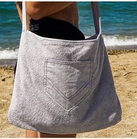 Resim PLAJ HAVLUSU ÇANTALI VE YASTIKLI GRİ 90 x 150 