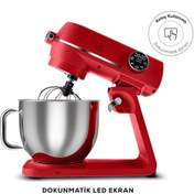 Resim Karaca Multichef Artisan Digital Ekran 7 Litre Döküm Stand Mikser Kırmızı 1800W 