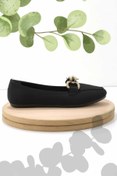 Resim Bambi Mat Siyah Saten Kadın Loafer Ayakkabı K01688020738 