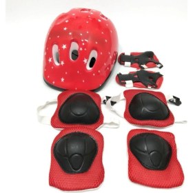 Resim Top Rock Store Kırmızı Kask Dizlik Dirseklik Eldiven Koruyucu Set PS501 