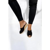 Resim Kadın Yazlık Keten Espadril Sandalet Terlik | Dolgu Topuk | Rahat Kalıp 