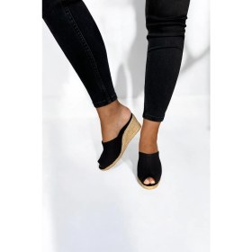 Resim Kadın Yazlık Keten Espadril Sandalet Terlik | Dolgu Topuk | Rahat Kalıp 