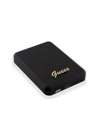 Resim Guess Orjinal Lisanslı Magsafe Şarj Özellikli Metal Yazı Logolu Powerbank 5000MAH 15W Siyah 
